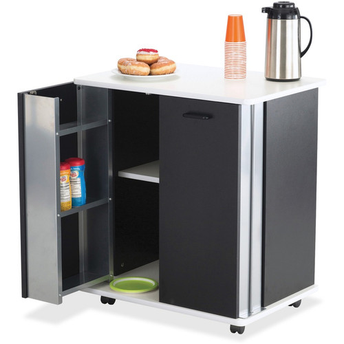Safco Mobile Refreshment Stand - 3 Shelf - Melamine, Laminate - 29.5" (749.30 mm) Width x 22.8" (577.85 mm) Depth x 33.1" (841.25 mm) (Fleet Network)