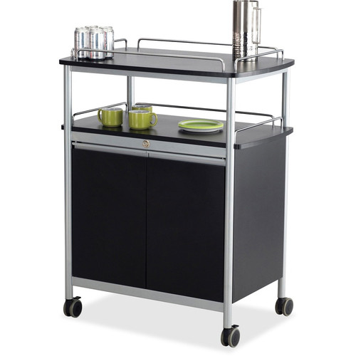 Safco Mobile Beverage Cart - 4 Casters - 3.50" (88.90 mm) Caster Size - Melamine, Steel - 33.5" (850.90 mm) Width x 21.8" (552.45 mm) (8964BL)