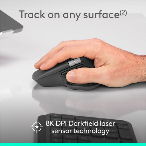 Logitech 910-007616 MX Master 4 for Business Mouse - Graphite - Wireless Bluetooth/Radio Frequency - 8000 DPI Darkfield - 32.81 ft Range - USB-C