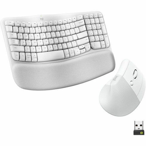 Logitech Wave Keys and Lift Combo - USB Plunger Wireless Bluetooth Keyboard - English (US) - Off White - USB Wireless Bluetooth Mouse (Fleet Network)