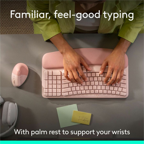 Logitech 920-013612 Wave Keys and Lift Combo - Wireless Bluetooth Ergonomic Keyboard & Mouse - English (US) - Rose