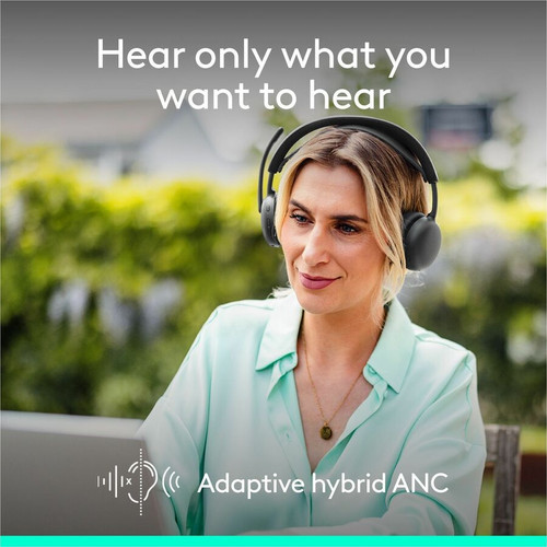 Logitech 981-001502 Zone Wireless 2 ES Headset - Stereo - Wired/Wireless - Bluetooth 5.3 - 164 ft Range - Hybrid ANC - On-ear - Graphite ( )