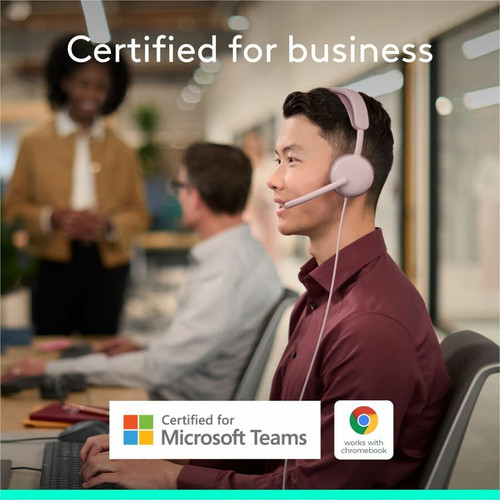 Logitech 981-001609 Zone Headset - Microsoft Teams Certified - Wired USB-C/USB-A - On-ear Circumaural - Rose Red