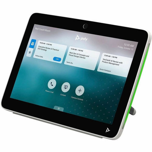 HP Poly 9A135AA#ABA Poly TC10 White Touch Controller GSA/TAA JITC - Multi-touch Screen - Network RJ-45 - Wall/Tabletop Mountable for Zoom Conferencing