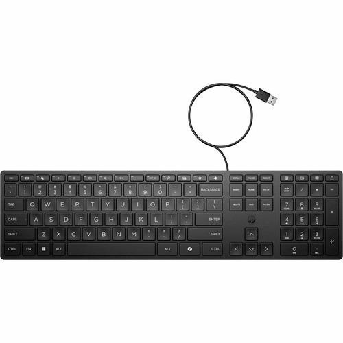 HP 9SR37UT#ABC Wired Desktop 320K Keyboard - French - Canada Layout - USB Cable - Low-Profile Quiet Keys - Plug and Play