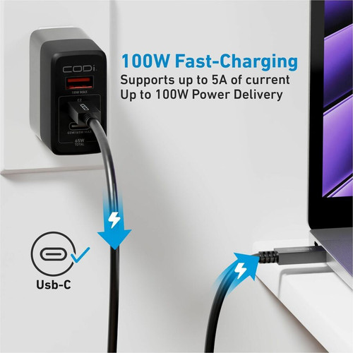 CODi A01150 Full Feature USB-C to USB-C Cable - 3 ft (0. 91 m) - USB 3. 2 Gen 2 - 10 Gbit/s - USB PD & DisplayPort ALT Mode
