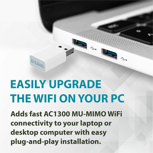 D-Link AC13U IEEE 802.11 a/b/g/n/ac Dual Band Wi-Fi Adapter for Router, Gateway, Notebook, Desktop Computer - USB 2.0 - 1.24 Gbit/s - (AC13U-CA)