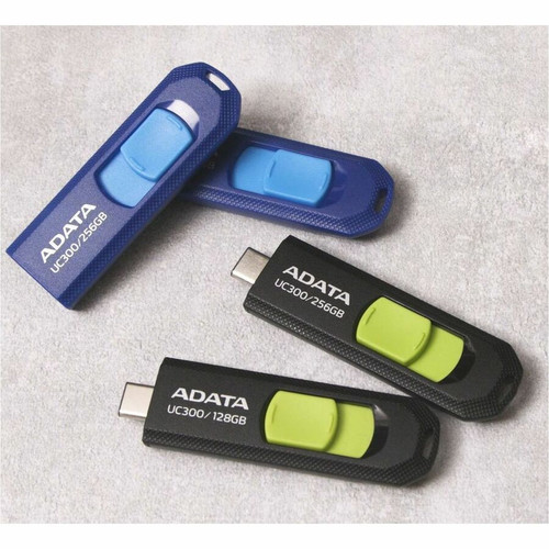 Adata Choice UC300 256GB USB 3.2 (Gen 1) Type C Flash Drive - 256 GB - USB 3.2 (Gen 1) Type C - Black, Green - 5 Year Warranty (ACHO-UC300-256G-RBK/GN)