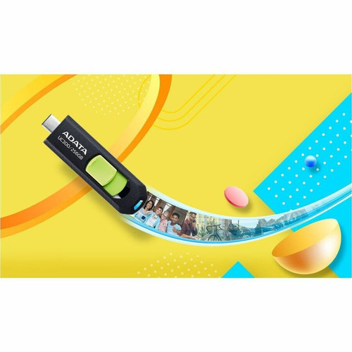 Adata Choice UC300 256GB USB 3.2 (Gen 1) Type C Flash Drive - 256 GB - USB 3.2 (Gen 1) Type C - Black, Green - 5 Year Warranty (ACHO-UC300-256G-RBK/GN)