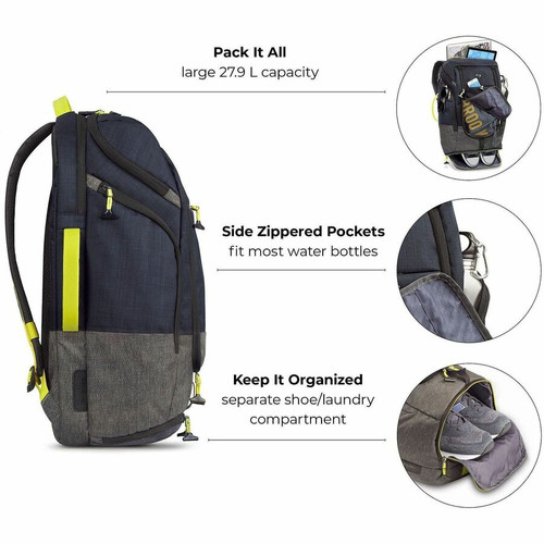 Solo Velocity Carrying Case (Backpack) for 17.3" Apple iPad Notebook - Blue Gray - Shoulder Strap, Hand Carry - 21" (533.40 mm) Height (ACV732-4)