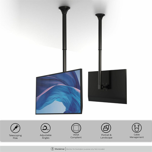 CTA Digital ADD-HACMMT Height-Adjustable Ceiling Mount for Monitors & TVs - 25" to 41" Screens - VESA 75 x 75/100 x 100 - Swivel - Tilt - Key Lock