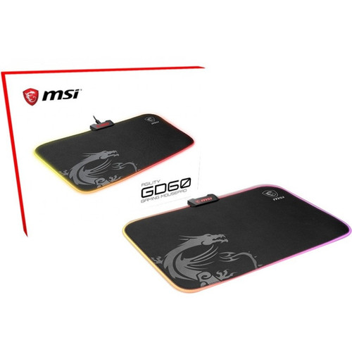 MSI AGILITYGD60 Gaming Mouse Pad - Black Fabric Surface - Natural Rubber Base - Anti-Slip Shock Absorption - 10. 87" Width x 0. 16" Height
