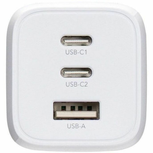 Targus APA11606TT 65W Multi-Port GaN Wall Charger - 3-Port - 2x USB-C - 1x USB-A - 120-230V AC Input - Foldable Prongs - White