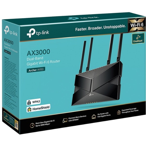 TP-LINK ARCHER AX53 AX3000 Gigabit Wi-Fi 6 Dual-Band Wireless Router - IEEE 802.11ax - 4 Antennas - Gigabit Ethernet Ports