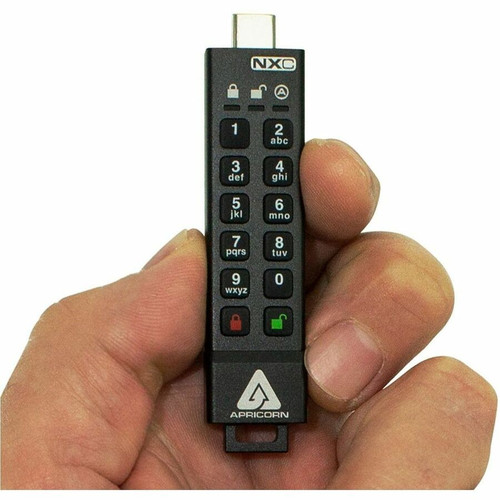 Apricorn Aegis Secure Key 3NXC 256GB USB 3.2 Type C Flash Drive - 512 GB - USB 3.2 Type C - 625 MB/s Write Speed - Black - 256-bit - 3 (ASK3-NXC-512GB)