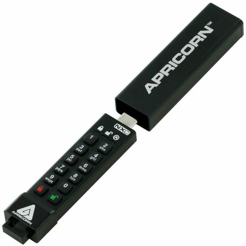 Apricorn Aegis Secure Key 3NXC 256GB USB 3.2 Type C Flash Drive - 512 GB - USB 3.2 Type C - 625 MB/s Write Speed - Black - 256-bit - 3 (ASK3-NXC-512GB)