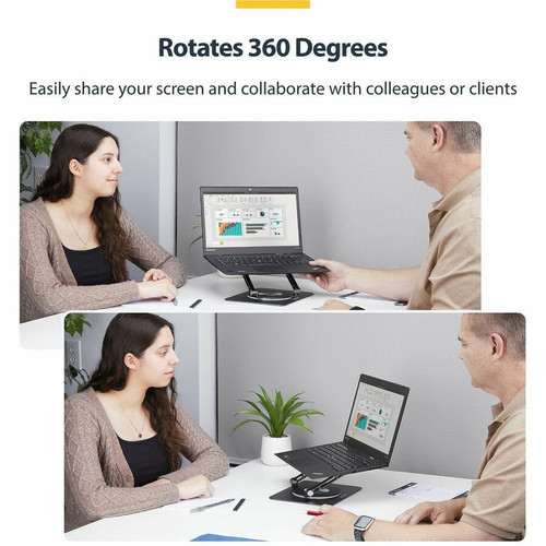 StarTech.com ATFR-LAPTOP-RISER Rotating Laptop Stand - 360° Swivel - Adjustable Height/Tilt - 11 lb Capacity - Aluminum - Anodized Space Gray