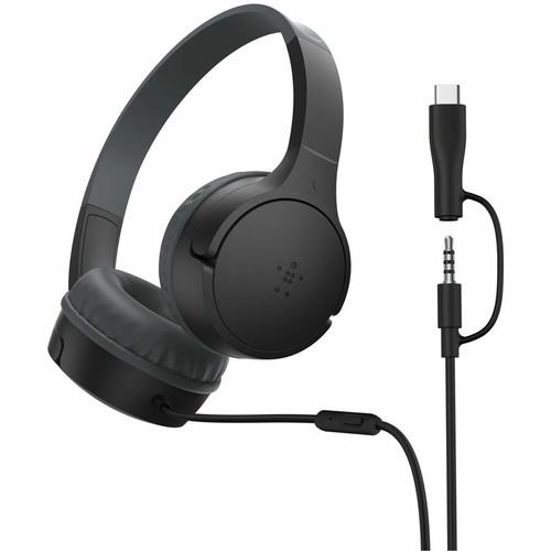 Belkin SoundForm Mini New Wired On-Ear Headphones for Kids - Stereo - Mini-phone (3.5mm), USB Type C - Wired - Over-the-head, - - - (Fleet Network)