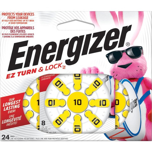Energizer EZ Turn & Lock Size 10, 24-Pack, Yellow - For Hearing Aid - 10 - 24 / Pack (Fleet Network)