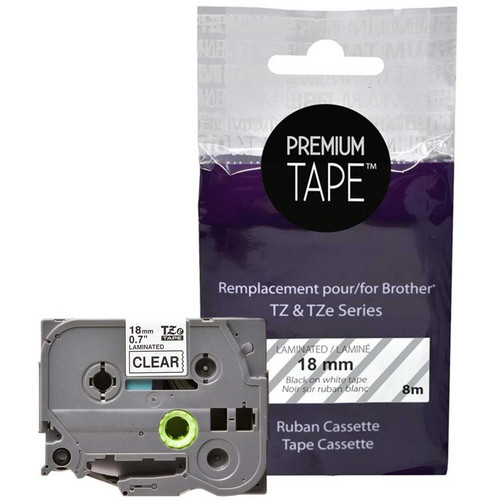 Premium Tape Label Tape - Alternative for Brother TZe-141 - 3/4" X 26' (18 mm X 8 m) - Black on Clear - 1 Pack (Fleet Network)