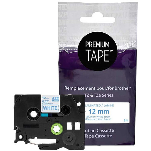 Premium Tape Label Tape - Alternative for Brother TZe-233 - 1/2" x 26' (12 mm X 8 m) - Blue on White - 1 Pack (Fleet Network)
