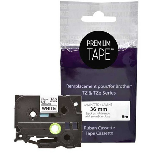 Premium Tape Label Tape - Alternative for Brother TZe-261 - 1-1/2'' x 26' (36 mm X 8 m) - Black on White - 1 Pack (Fleet Network)