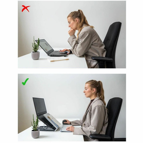 Bakker Elkhuizen BNEQ330-C Ergo-Q Notebook Stand - 12" to 17" Screen Support - 13. 23 lb Load Capacity - Height Adjustable - Foldable