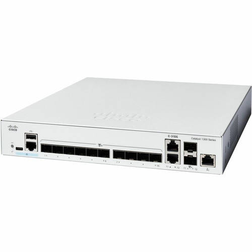 Cisco C1300-12XS-RF Catalyst C1300-12XS Layer 3 Switch - 2 Ports - 12 SFP+ Slots - 10GbE - Fanless - 1U Rack-Mountable - Refurbished
