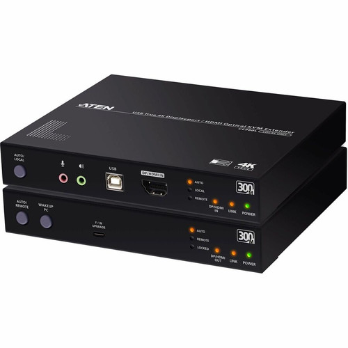 ATEN USB True 4K DisplayPort/HDMI Optical KVM Extender (True 4K @ 300 m) - 1 Local User(s) - 1 Remote User(s) - 984.25 ft (300000 mm) (Fleet Network)