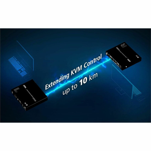 Aten CE990 USB True 4K DisplayPort/HDMI Optical KVM Extender - 10 km Fiber - 4K @ 60 Hz - 1 Local & 1 Remote User - Rack-Mountable