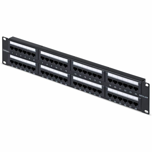 StarTech.com 48-Port 2U Rackmount Cat6 Patch Panel, RJ45, UTP, 110 Punch-Down, Cat 6 Ethernet Patch Panel for Network Server Rack - 2U (Fleet Network)