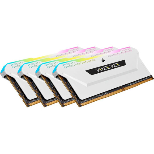 Corsair Vengeance RGB Pro SL 32GB (4 x 8GB) DDR4 DRAM 3200MHz C16 Memory Kit - White - For Desktop PC, Motherboard - 32 GB (4 x 8GB) - (Fleet Network)