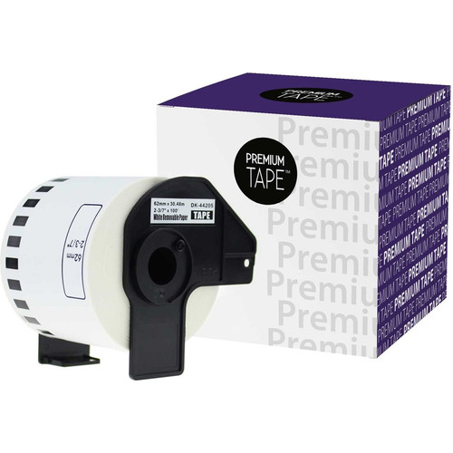 Premium Tape Removable Continuous Paper Label Tape - Alternative for Brother DK-4205 - 2-3/7" x 100' (62 mm x 30.48 m) - Black on - 1 (Fleet Network)