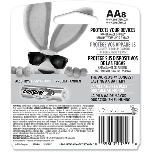 Energizer MAX Alkaline AA Battery Multipurpose Pack 8 Count 1.5 V DC Batteries For E91MP-8