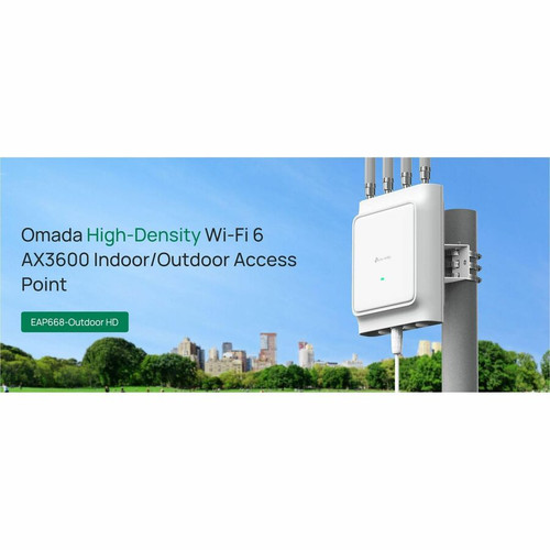 TP-LINK EAP668-OUTDOOR HD Omada Dual-Band Wi-Fi 6 Outdoor Access Point - 3.6 Gbps - IP68 - PoE - 4 External Antennas