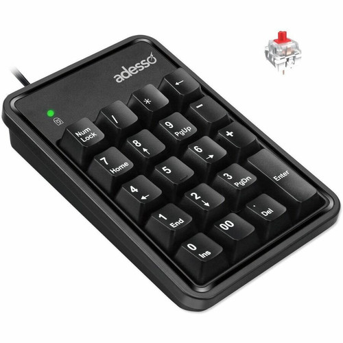 Adesso Easytouch 600UB Keypad - Cable Connectivity - Compact - USB Interface - 19 Key(s) - Windows 7, Mac OS - PC, Mac - Cherry MX Red (EasyTouch 600UB)