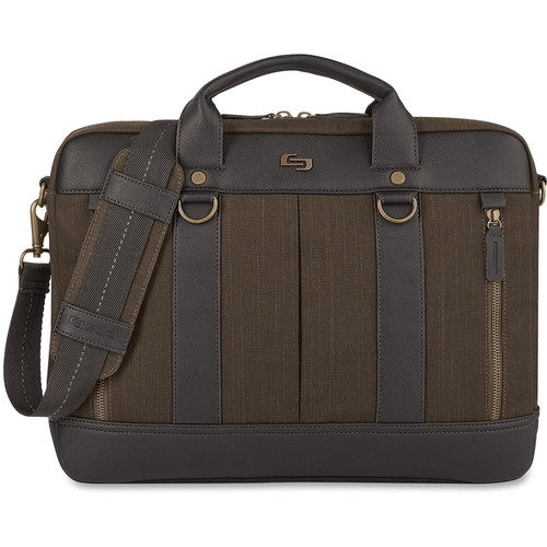 Solo Bradford Carrying Case (Briefcase) for 15.6" (396.24 mm) Apple iPad Notebook - Olive Green - Scuff Resistant Interior, Scratch - (Fleet Network)