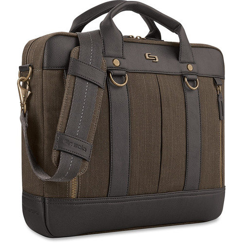Solo Bradford Carrying Case (Briefcase) for 15.6" (396.24 mm) Apple iPad Notebook - Olive Green - Scuff Resistant Interior, Scratch - (Fleet Network)