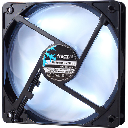 Fractal Design FD-FAN-SSLL-120-WT Silent Series LL White 120mm Fan - 41. 80 CFM - 1200 RPM - 24. 8 dB - A - 3-pin - Sleeve Bearing