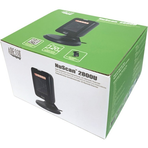 Adesso NuScan 2800U Omnidirectional 2D Desktop Barcode Scanner - Cable Connectivity - 12" (304.80 mm) Scan Distance - 1D, 2D - USB - - (NUSCAN 2800U)