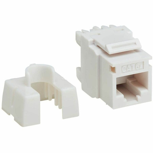 Tripp Lite series Cat6a 110-Style Punchdown RJ45 Keystone Jack, White, TAA - 1 x RJ-45 Network Female - White, Gray (Fleet Network)