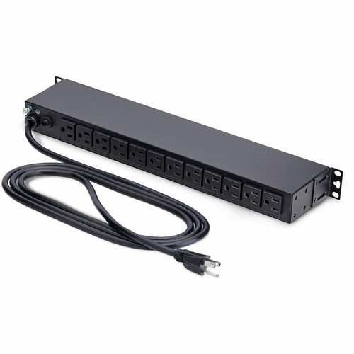 StarTech.com 13-Outlet Rackmount PDU, 1U Server Power Strip, 1x Front and 12x Rear Ports, Mounted Power Distribution Unit for 19in - - (1315B8H-RACK-PDU)