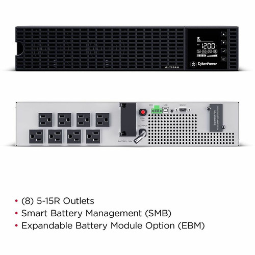 CyberPower Essential Online OL750RM 750VA Rack-mountable UPS - 2U Rack-mountable - 4 Hour Recharge - 6.50 Minute Stand-by - 120 V AC - (OL750RM)