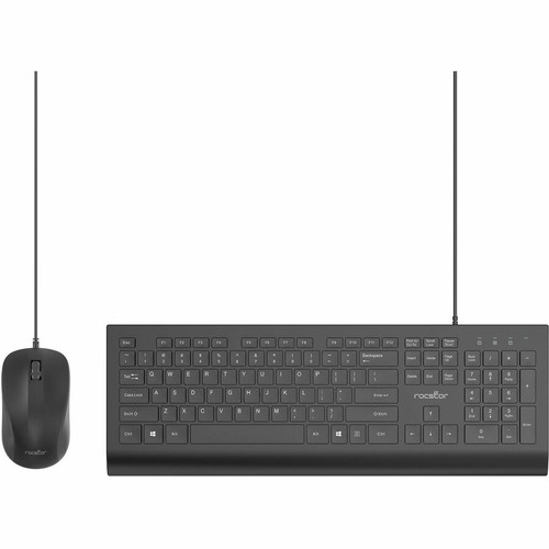 Rocstor Premium CK1 Wired USB Keyboard Mouse Combo Set - USB Type A Cable Keyboard - 104 Key - English (US) - Black - USB Type A Cable (Fleet Network)