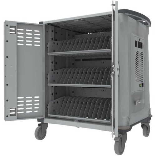 Rocstor Volt C42 Charging Cart - 42 Shelf - 3 Drawer - Push/Pull Handle - 4 Casters - 5" (127 mm) Caster Size - Steel - 34.9" (886.46 (Fleet Network)