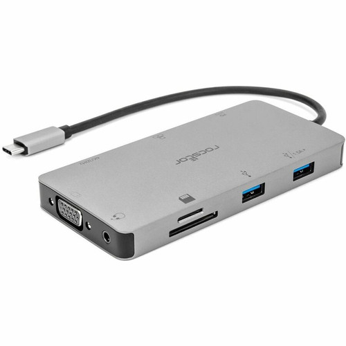 Rocstor USB-C Multiport HUB Adapter - 9 Port - for Desktop PC, Notebook, Monitor, Projector, Headphone, Speaker, Smartphone - Memory - (Fleet Network)