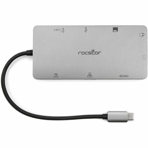 Rocstor USB-C Multiport HUB Adapter - 9 Port - for Desktop PC, Notebook, Monitor, Projector, Headphone, Speaker, Smartphone - Memory - (Y01H01-AG)