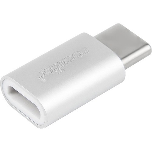 Rocstor Premium USB 2.0 Hi-Speed Adapter, USB-C to USB Micro-B (M/F) - 1 x Type C USB Male - 1 x Type B Micro USB Female - Nickel - (Fleet Network)