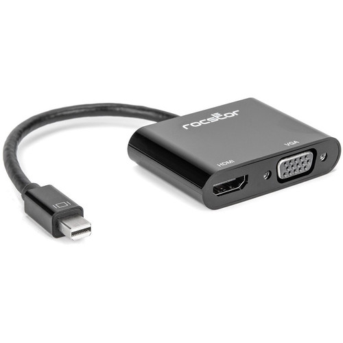 Rocstor Premium 2-in-1 Mini DisplayPort to HDMI 4K 30Hz or VGA Adapter Converter - 1 x 20-Pin Mini DisplayPort Digital Audio/Video - - (Fleet Network)