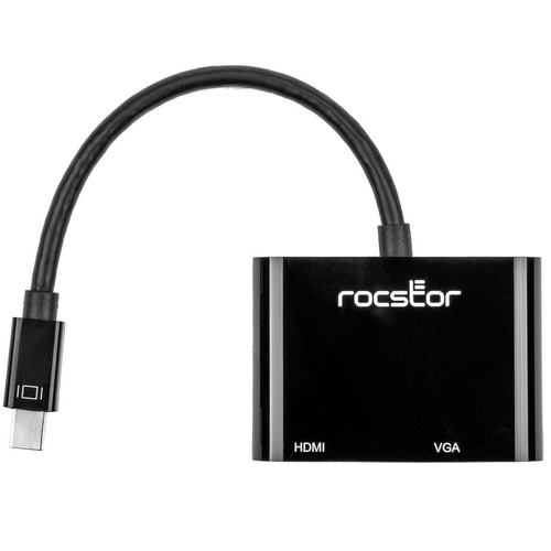 Rocstor Premium 2-in-1 Mini DisplayPort to HDMI 4K 30Hz or VGA Adapter Converter - 1 x 20-Pin Mini DisplayPort Digital Audio/Video - - (Y10A261-B1)